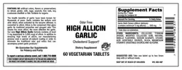 Label for High Allicin Garlic
