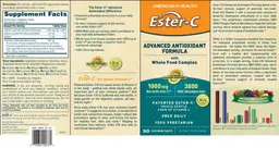Label for Ester-C Advanced Antioxidant Formula With Whole Food Complex