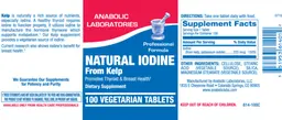 Label for Natural Iodine From Kelp