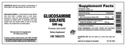 Label for Glucosamine Sulfate 500 mg