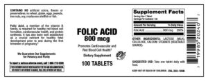 Folic Acid 800 mcg