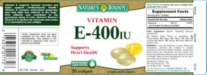 Label for Vitamin E-400 IU