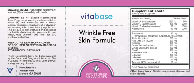 Label for Wrinkle Free Skin Formula