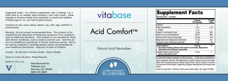 Label for Acid Comfort