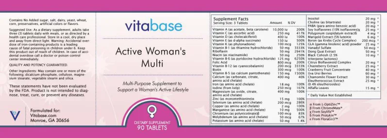 Label for Active Woman's Multi
