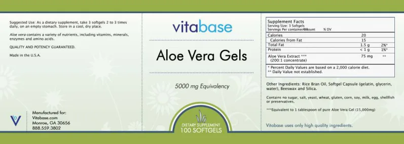 Label for Aloe Vera Gels