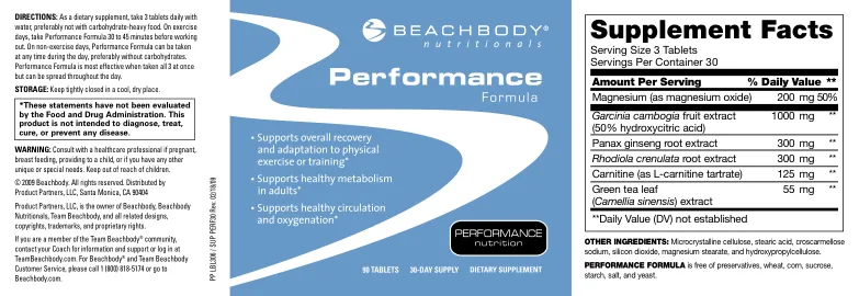 Label for Performance Formula