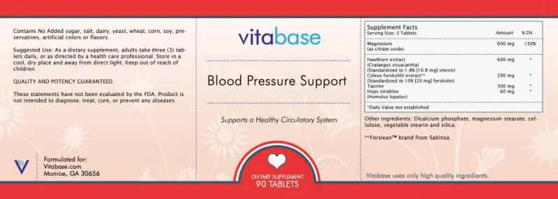 Label for Blood Pressure Support