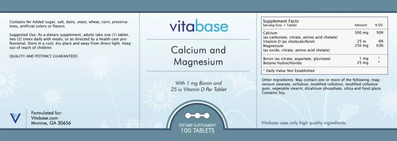 Label for Calcium and Magnesium