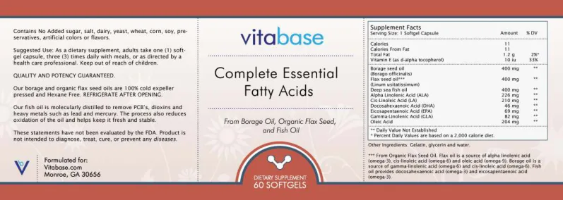 Label for Complete Essential Fatty Acids