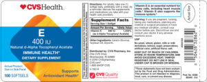 E 400 IU Natural D-Alpha Tocopheryl Acet