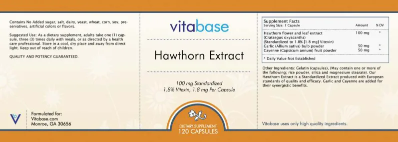 Label for Hawthorn Extract 100 mg