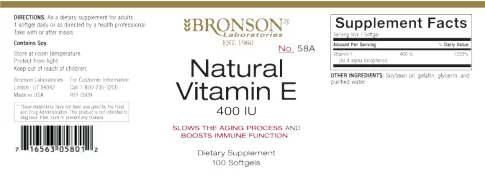 Label for Natural Vitamin E