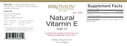 Label for Natural Vitamin E