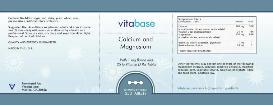 Label for Calcium and Magnesium