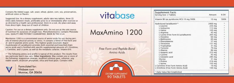 Label for MaxAmino 1200