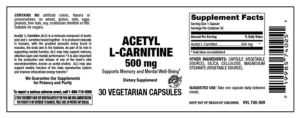 Acetyl L-Carnitine 500 mg