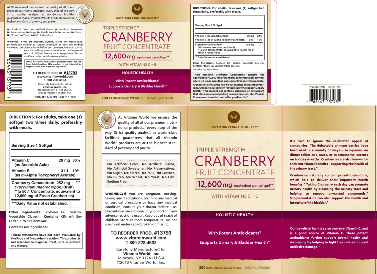 Label for Triple Strength Cranberry Fruit Concentrate