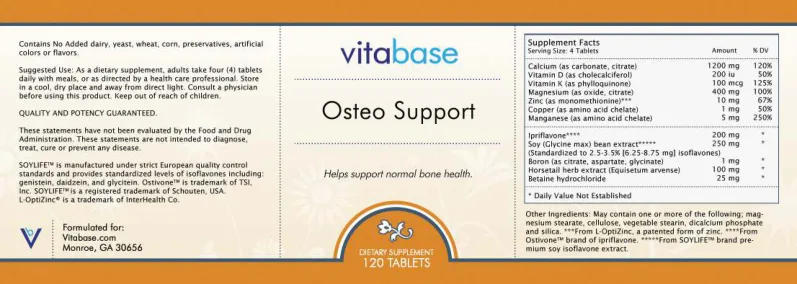 Label for Osteo Support