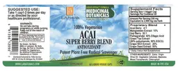 Label for Acai Super Berry Blend Antioxidant