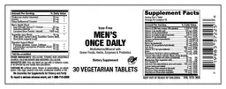 Label for Iron-Free Men's Once Daily