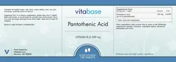Label for Pantothenic Acid 500 mg
