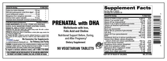 Label for Prenatal With DHA