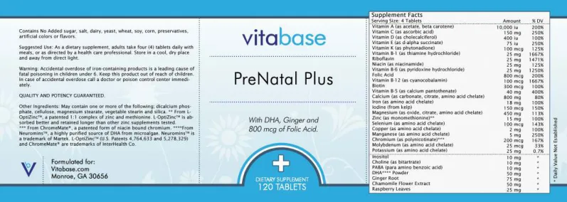 Label for PreNatal Plus