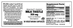 Label for Milk Thistle 350 mg