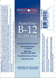 Label for Nutri-Dose B-12 10,000 mcg Mixed Berry Flavor