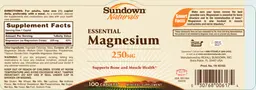 Label for Essential Magnesium 250 mg