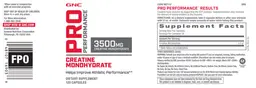Label for Creatine Monohydrate 3500 mg