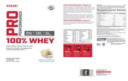 Label for 100% Whey Vanilla Cream