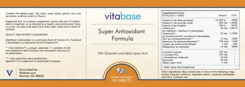 Label for Super Antioxidant Formula