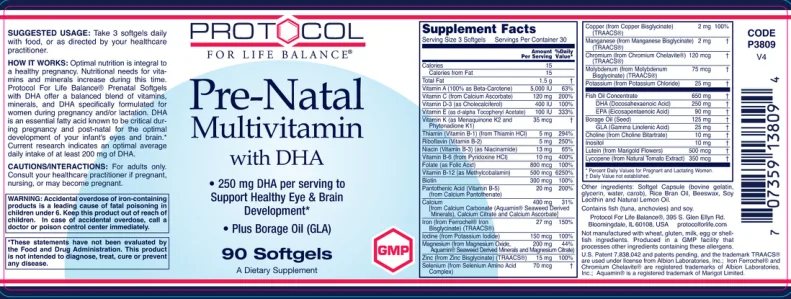 Label for Pre-Natal Multivitamin With DHA