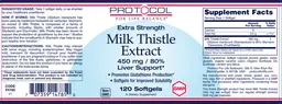 Label for Extra Strength Milk Thistle Extract 450 mg/80%