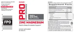 Label for Zinc Magnesium 351 mg Nighttime Blend