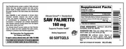Label for Saw Palmetto 160 mg