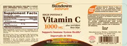 Label for High Potency Vitamin C 1000 mg