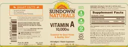 Label for Vitamin A 10,000 IU