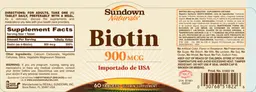 Label for Biotin 900 mcg