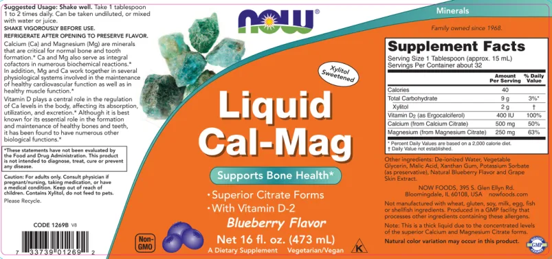 Label for Liquid Cal-Mag Blueberry Flavor
