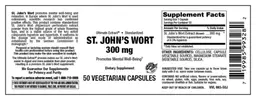 Label for St. John's Wort 300 mg