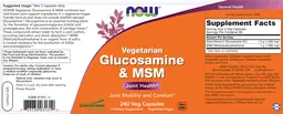 Label for Vegetarian Glucosamine & MSM
