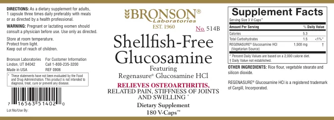 Label for Shellfish-Free Glucosamine