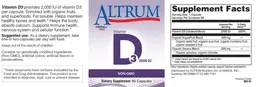 Label for Vitamin D3 2000 IU