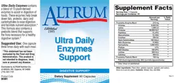 Label for Ultra Daily Enzymes Support