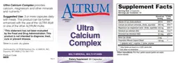 Label for Ultra Calcium Complex