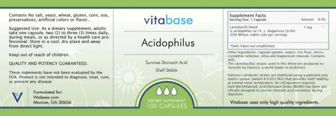 Label for Acidophilus
