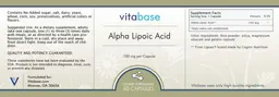 Label for Alpha Lipoic Acid 100 mg